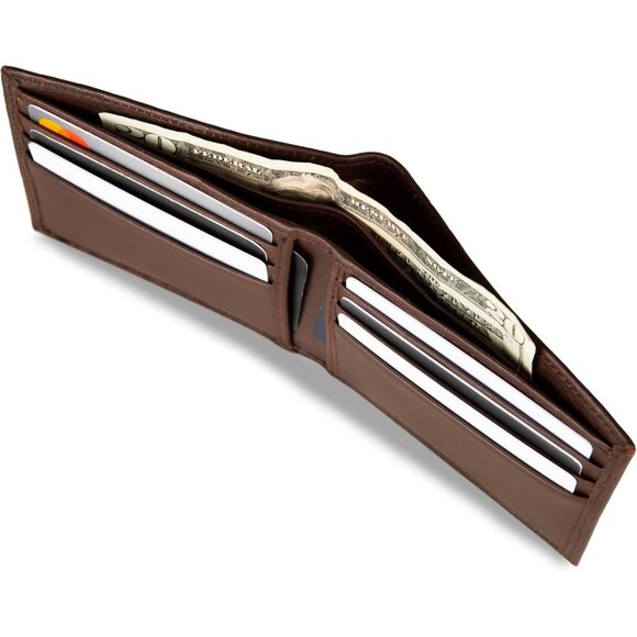 Nautica Men's Bifold Leather Wallet RFID Blocking Window Card Slot Organization - Picture 5 of 7